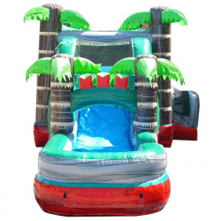 inflatable bounce house water slide mega tropical red marble2 1718066275 Mega Tropical Red Marble Water Slide Bounce House Combo