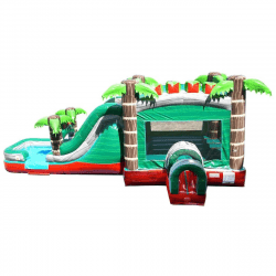 Mega Tropical Red Marble Water Slide Bounce House Combo