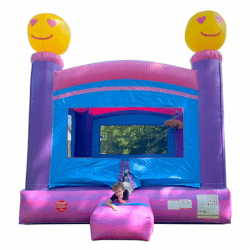 pink emoji bounce house main 1718062901 Pink Smiley Face Emoji Bounce House with