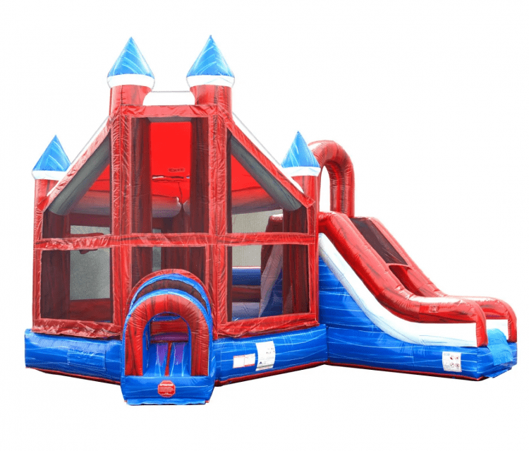 Red, White and Blue Marble Deluxe Inflatable Castle Bounce H